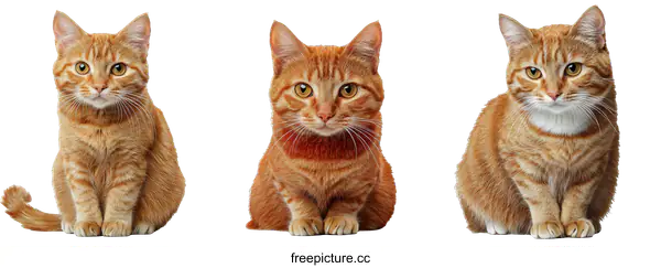 [Transparent Background PNG]Three Adorable Orange Tabby Cats