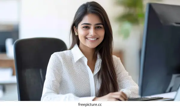 Business Woman Working at Computer