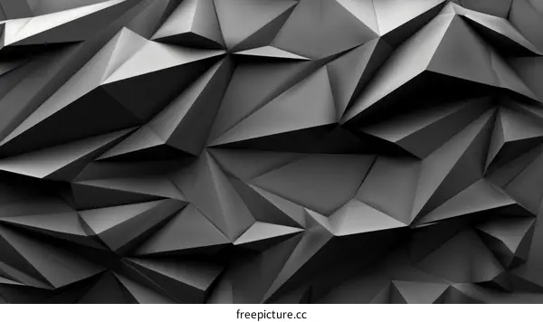 3D Render of Black Crystal Surface with Sharp Edges and Shadows