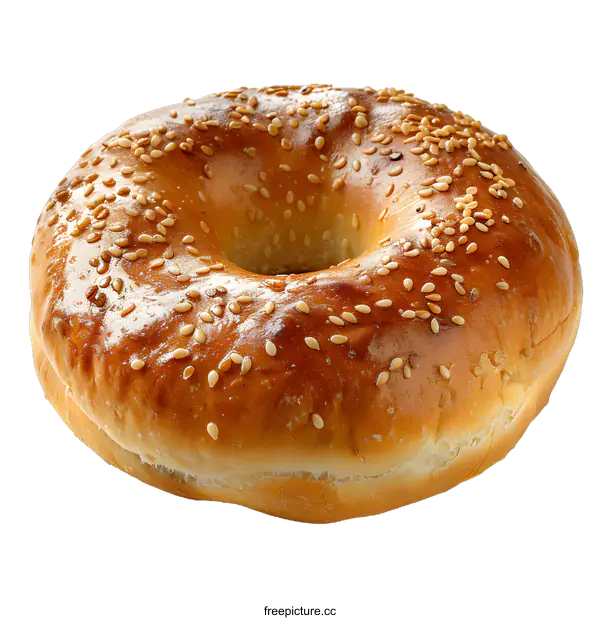 [Transparent Background PNG]Freshly Baked Sesame Seed Bagel on White Background