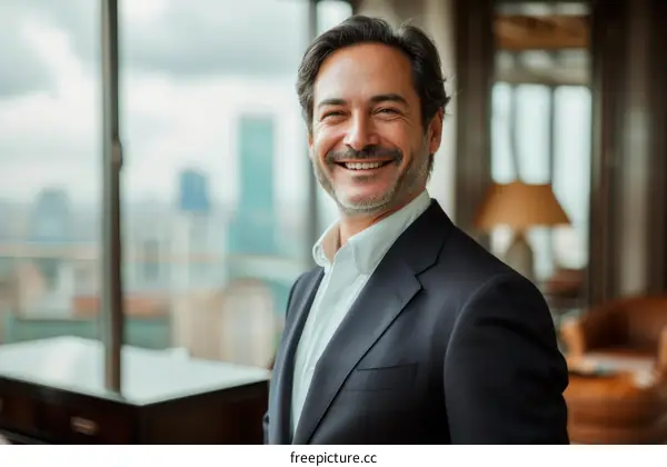 Portrait of a smiling businessman in a suit