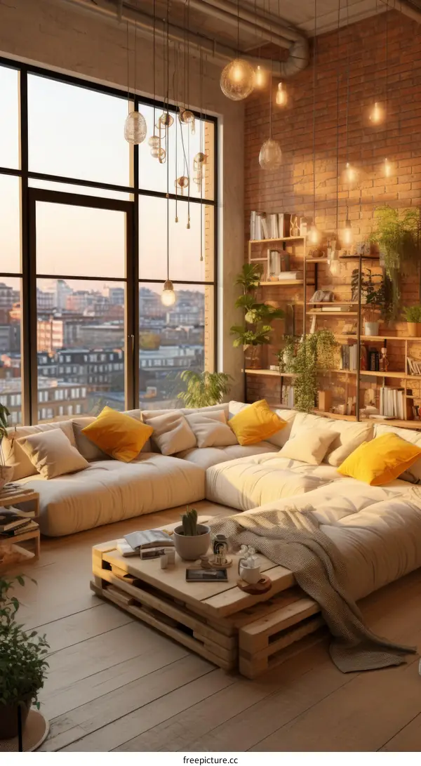 Cozy Apartment Living Room with Modern Industrial Style