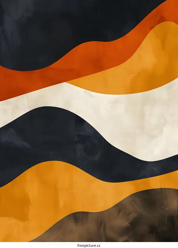 Abstract Art Painting with Wavy Lines and Vibrant Colors