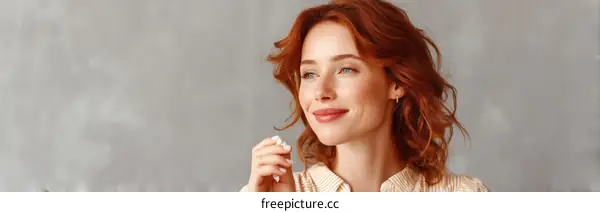 Beautiful Woman with Red Curly Hair