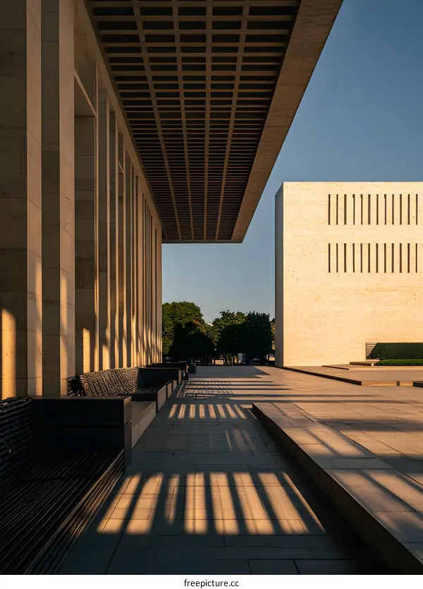 Modern Architecture Building Exterior With Shadows