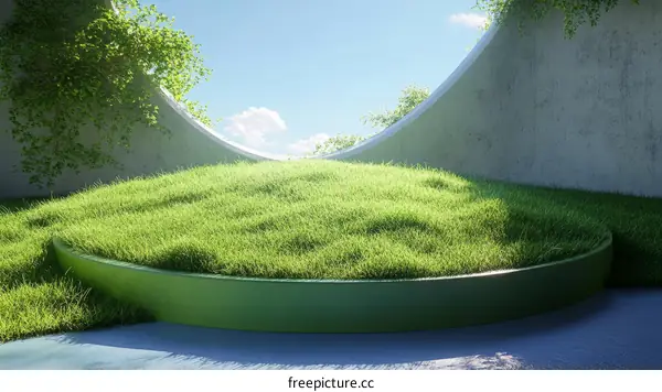 Modern Green Grassy Architectural Design Illustration