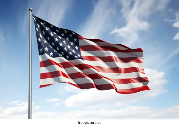 American Flag Waving in the Breeze
