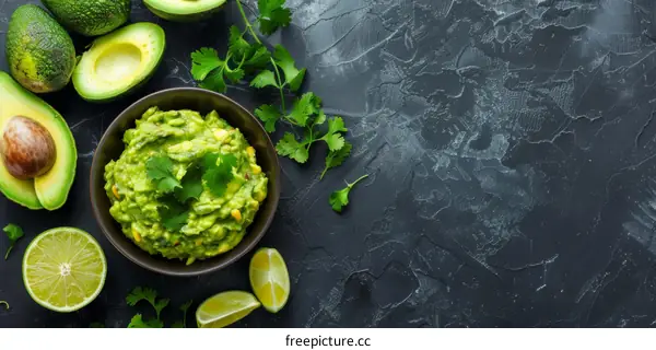 Homemade guacamole with fresh ingredients