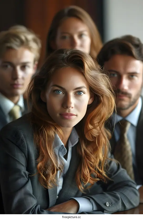 A group of business professionals posing for a photo