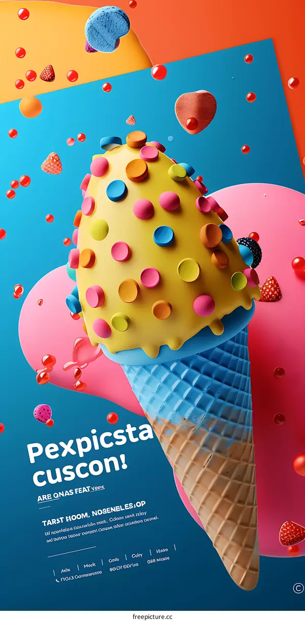 Colorful Ice Cream Cone with Sprinkles