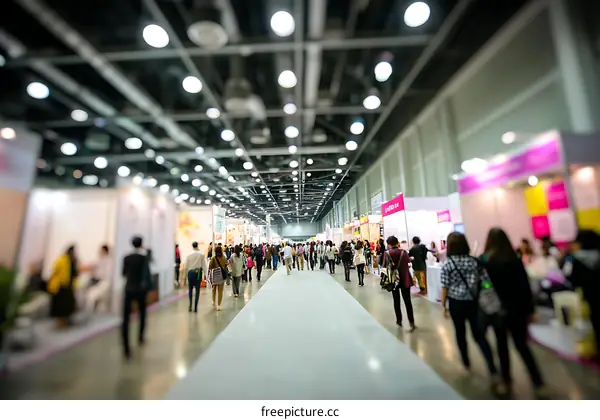 Large Crowded Exhibition Hall Interior