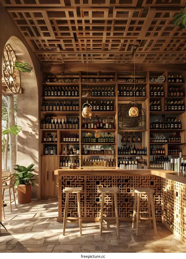 Elegant Home Bar with Wooden Details