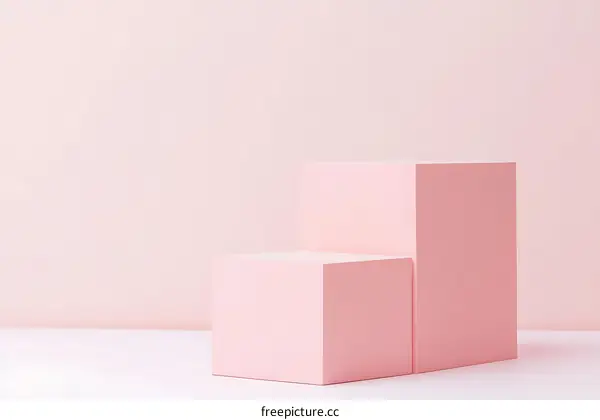 Pink Geometric Display Cubes Minimalist Background