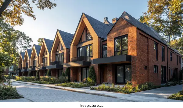 Modern Brick Townhouses with Wood Facades