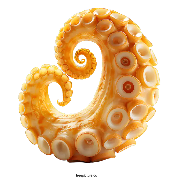 [Transparent Background PNG]Curled Octopus Tentacle on White