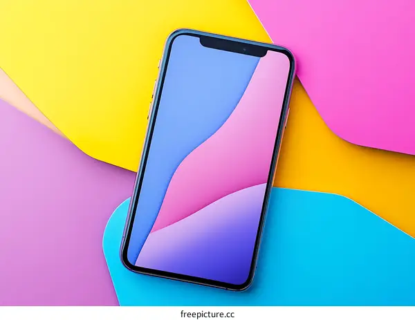 Mobile Phone on Colorful Background