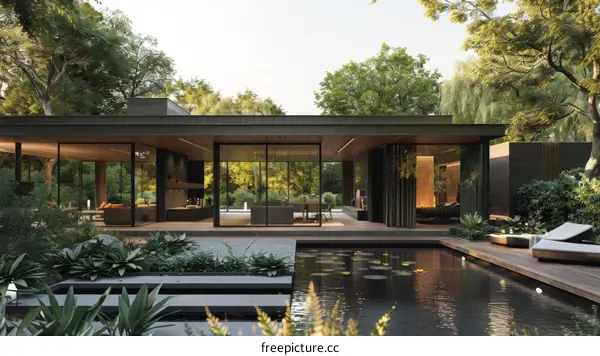 Modern House with Pool and Garden