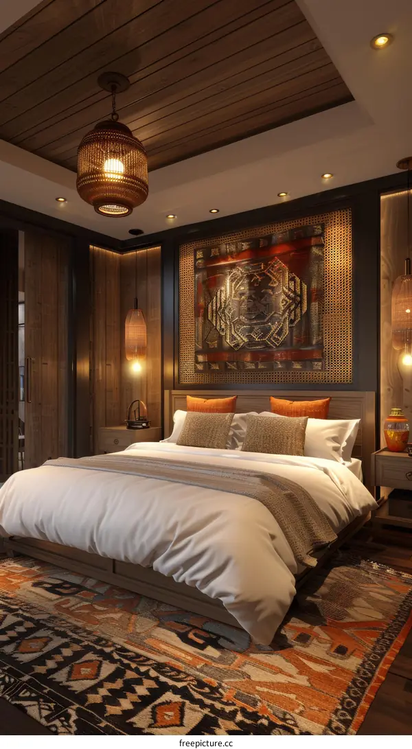 Rustic Bedroom Interior Design Illustration