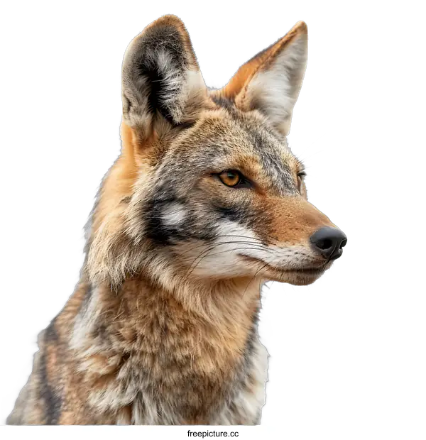 [Transparent Background PNG]Coyote Portrait on White Background