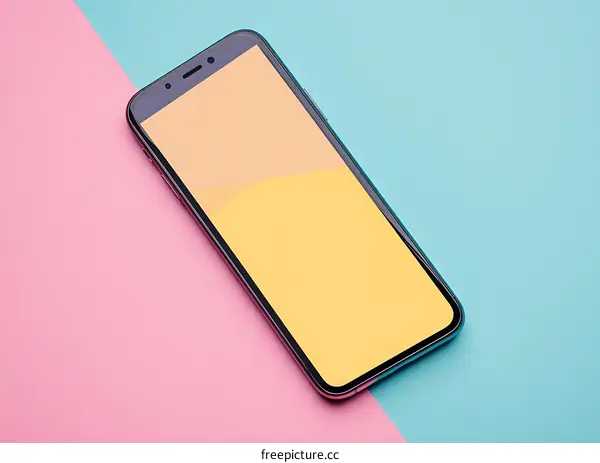 Smartphone Mockup On Pink And Blue Background