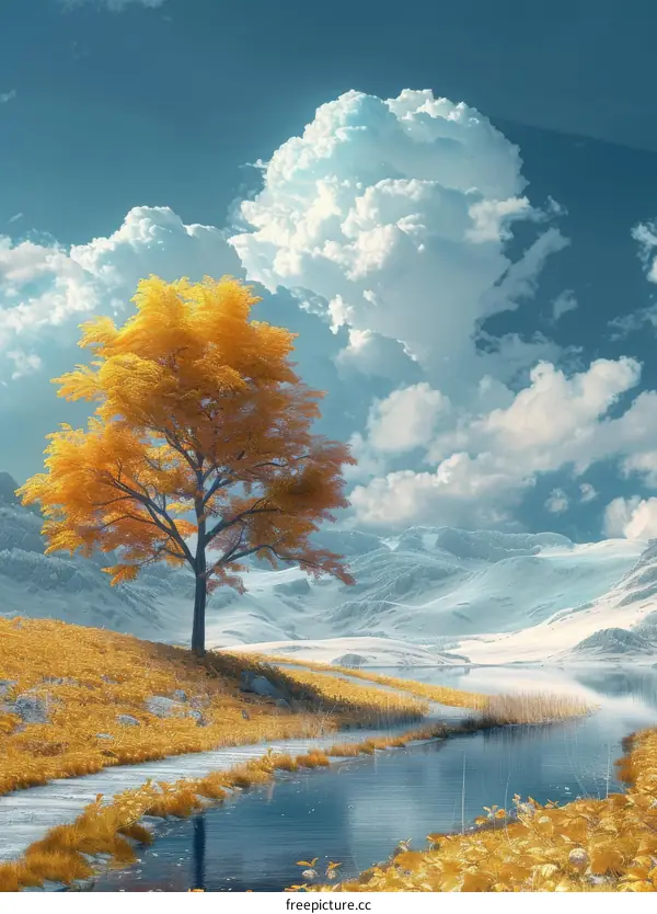 Autumn Embrace: Tranquil Lakeside Tranquility