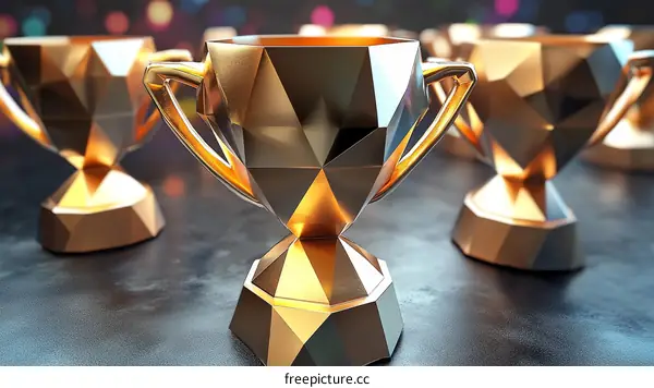 Geometric Gold Trophy Illustration