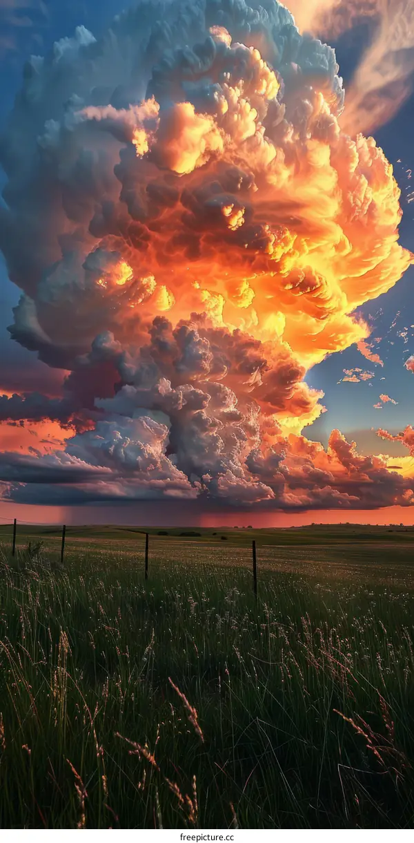 Rural Field Under Explosive Sunset