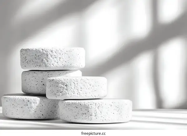 White Stone Product Display Against Soft Light