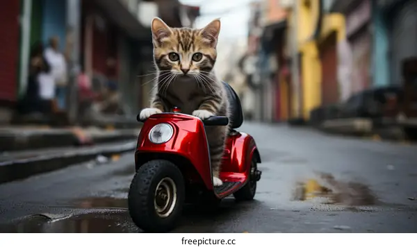 A Kitten on a Scooter