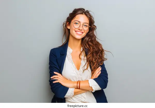 Confident Young Woman in Business Outfit