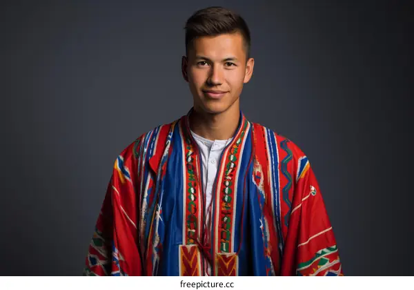Young Uzbek man in traditional clothes
