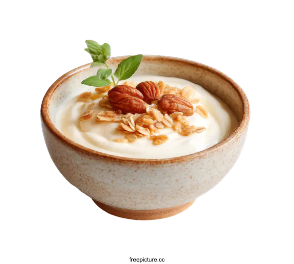 [Transparent Background PNG]Delicious Yogurt Parfait with Granola and Nuts