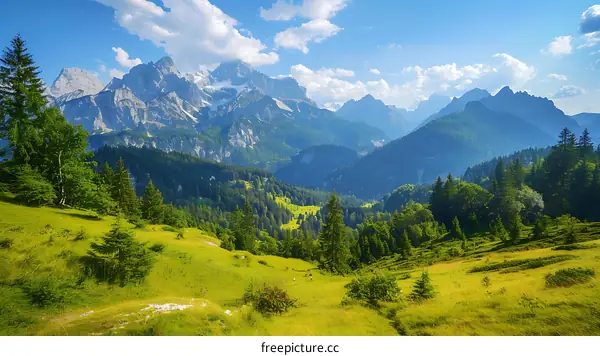 Green Grass and Mountain View
