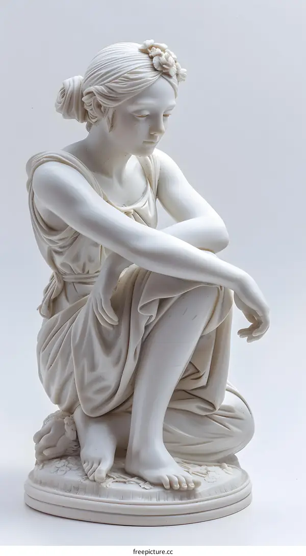 A statue of a woman kneeling