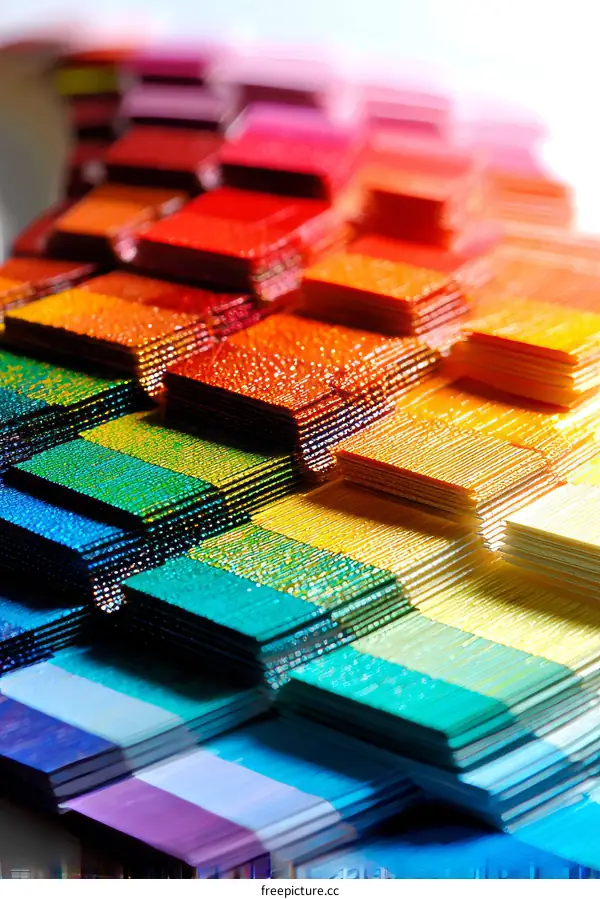 Colorful Paint Swatches Displaying a Spectrum of Hues