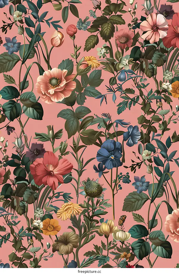 Floral Pattern with Pink Background