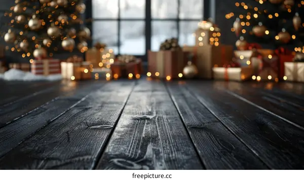 Christmas background with blurred lights and bokeh