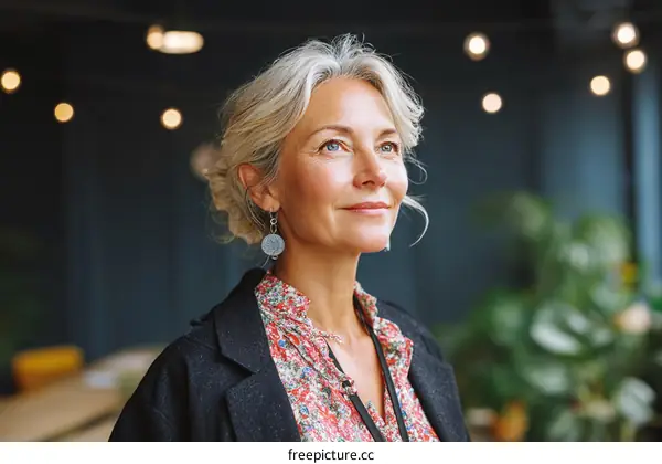 Thoughtful Mature Caucasian Woman