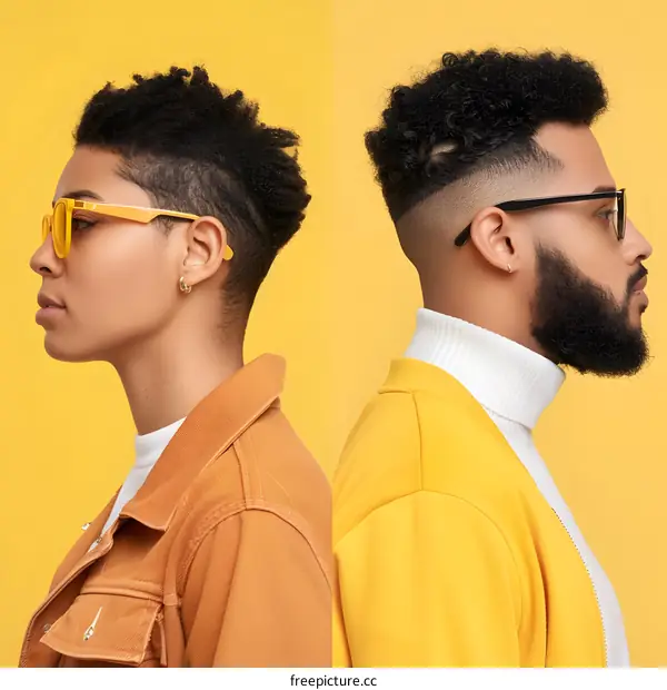 Two People in Yellow Jackets Posing Side by Side