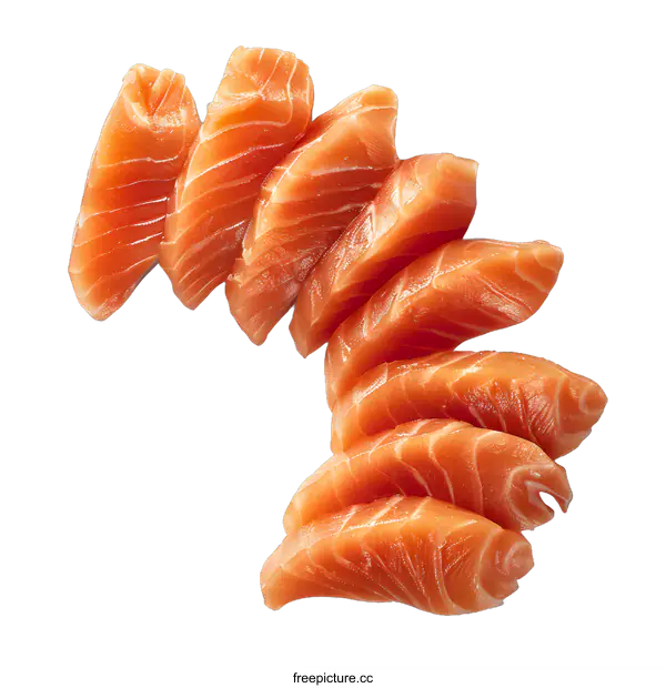 [Transparent Background PNG]Fresh Salmon Slices on White Background