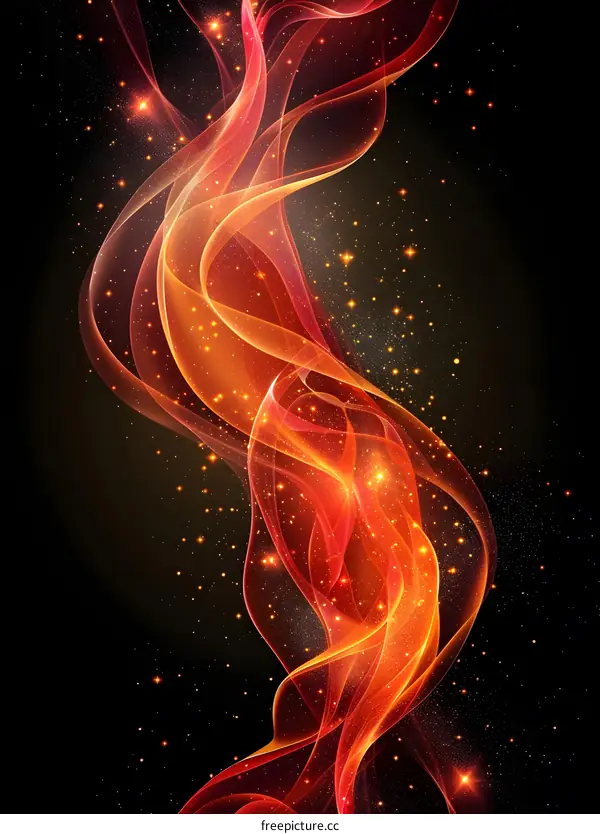 Abstract Flowing Red and Orange Energy Waves