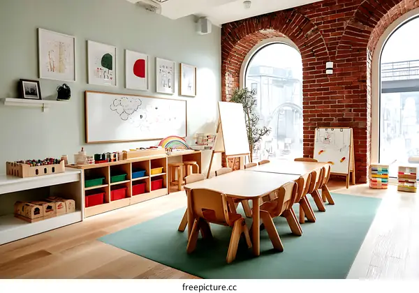 Kindergarten Classroom with Colorful Supplies
