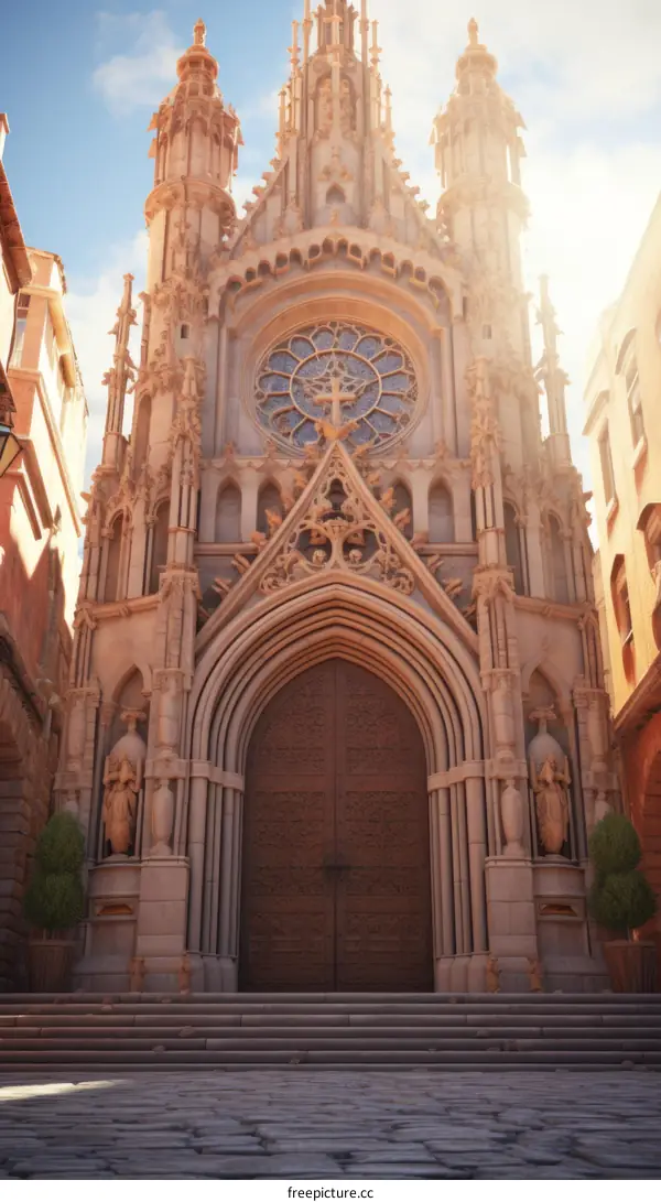 Ornate Gothic Cathedral with Large Doors