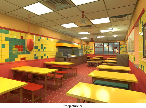 Empty Fast Food Restaurant Interior Design