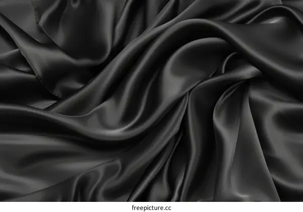 Black silk fabric with waves