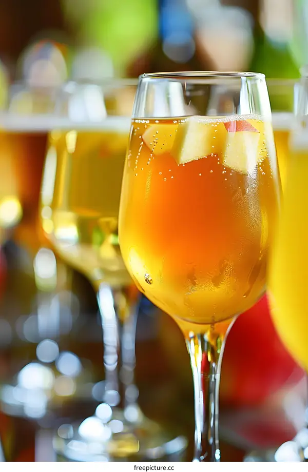 Close Up of a Glass of Sparkling Apple Cider