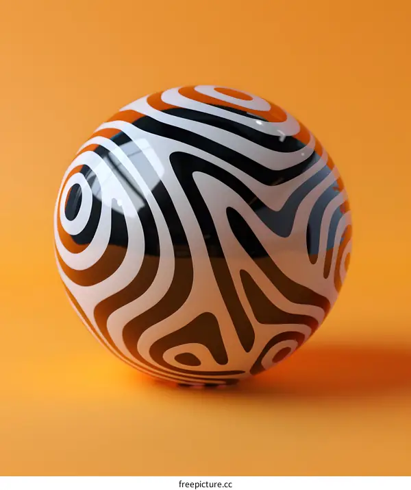Black and white sphere on an orange background