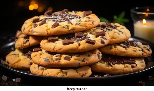 A Stack of Delicious Chocolate Chip Cookies