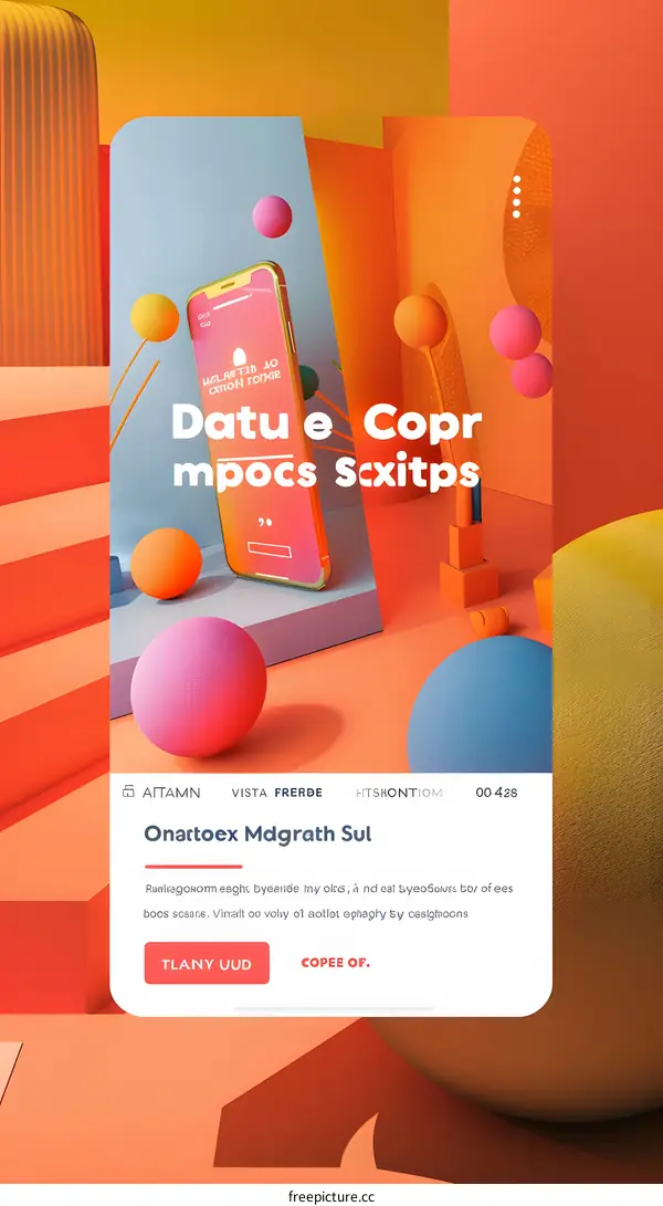 3D Abstract Colorful Background With Phone