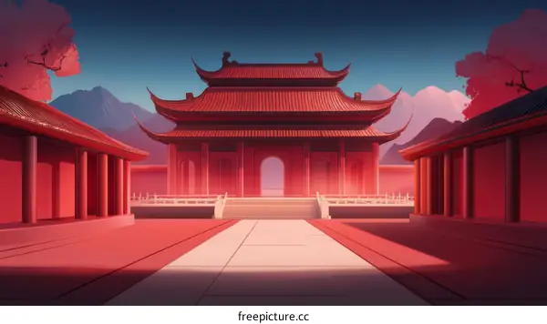 Ancient Chinese Palace Illustration